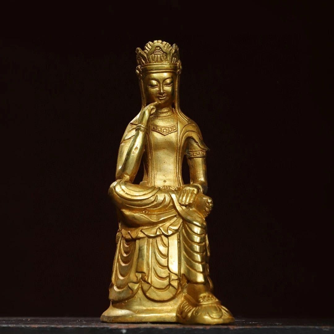 仏教美術 仏像 宝冠自在思惟菩薩像仏堂 家内 供養 銅製 彫刻 置物 開運 風水 仏教美術 仏像 宝冠自在思惟菩薩像仏堂 家内 供養 銅製 彫刻 置物 開運