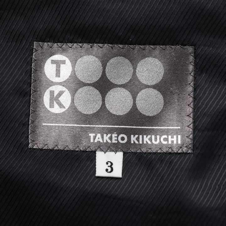 タケオキクチ セットアップ 上下セット スーツ ジャケット パンツ ストライプ カノニコ ウール メンズ 3サイズ ブラック TAKEO  KIKUCHI 【中古】