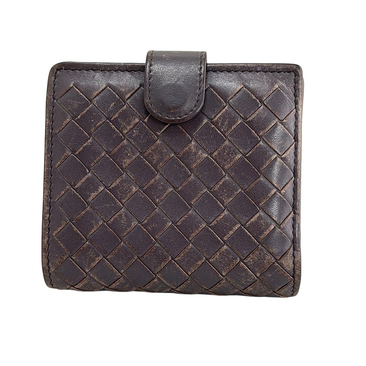 BOTTEGA VENETA 二つ折り財布 ダークブラウン　イントレチャート BOTTEGA VENETA(ボッテガヴェネタ) 2つ折り財布 イントレ
