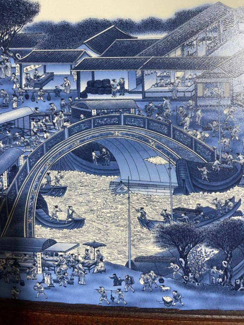 景徳鎮 青花陶板画 清明上河図 応接間 玄関 書斎 茶室 装飾品