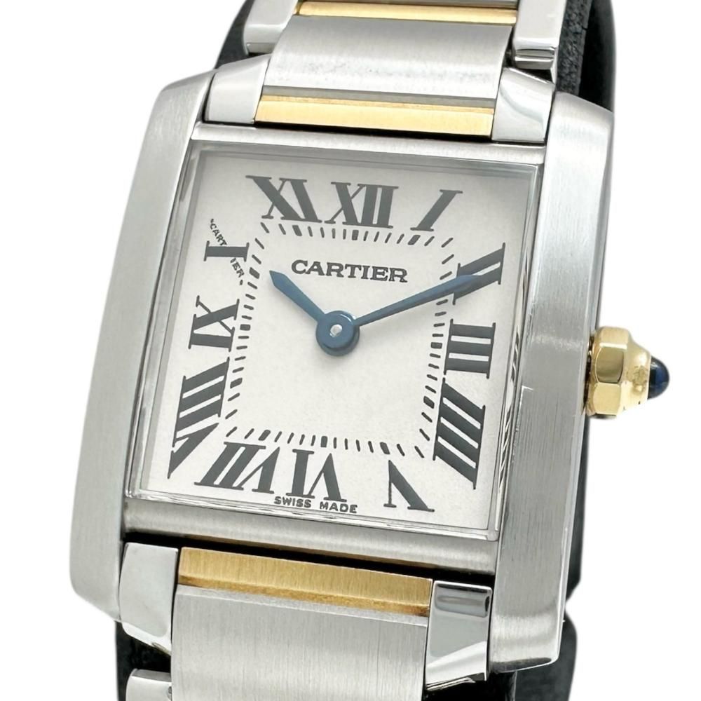 CARTIER|カルティエ タンクフランセーズSM W51007Q4 腕時計 ステンレススチール|YG クオーツ シルバー文字盤|ゴールドシルバーコンビベルト レディース 真子質店 BL
