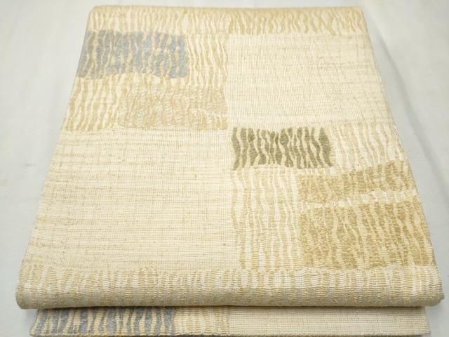 平和屋着物○六通柄袋帯 輪奈紬 よろけ縞 金糸 正絹 逸品 CAAX1387hy