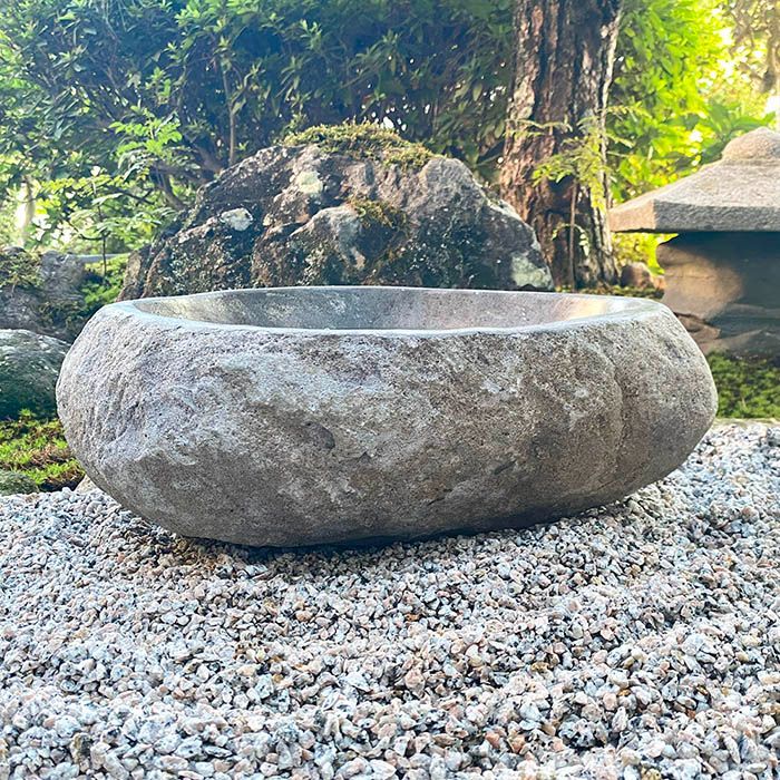 水鉢 石 メダカ鉢 めだか 大型 おしゃれ 庭 つくばい 手水鉢 蹲 睡蓮鉢 金魚鉢 水盤 鉢 坪庭 ガーデニング 和風 L (W) - メルカリ