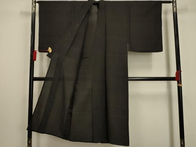 平和屋着物*夏物 男性 小紋 紗 黒地 正絹 AABA5577sx