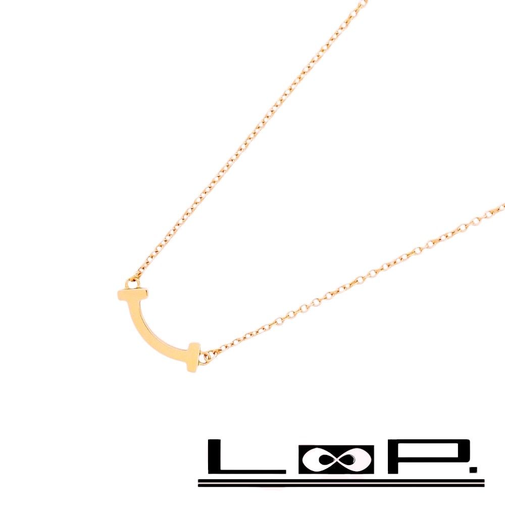 □新同□ ティファニー Tスマイル ミニマイクロ ネックレス  