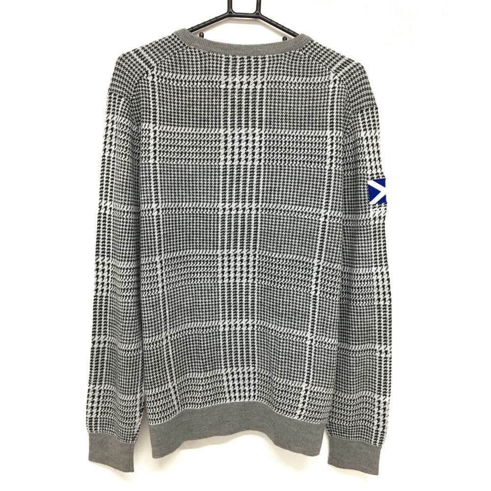 アドミラル セーター ライトグレー×黒 総柄 ロゴ刺しゅう ウール混