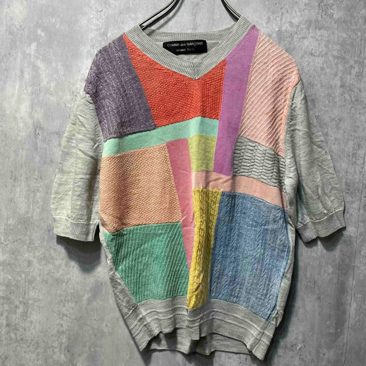 00ss COMME des GARCONS HOMME PLUS パッチワーク半袖ニット ゴブラン 