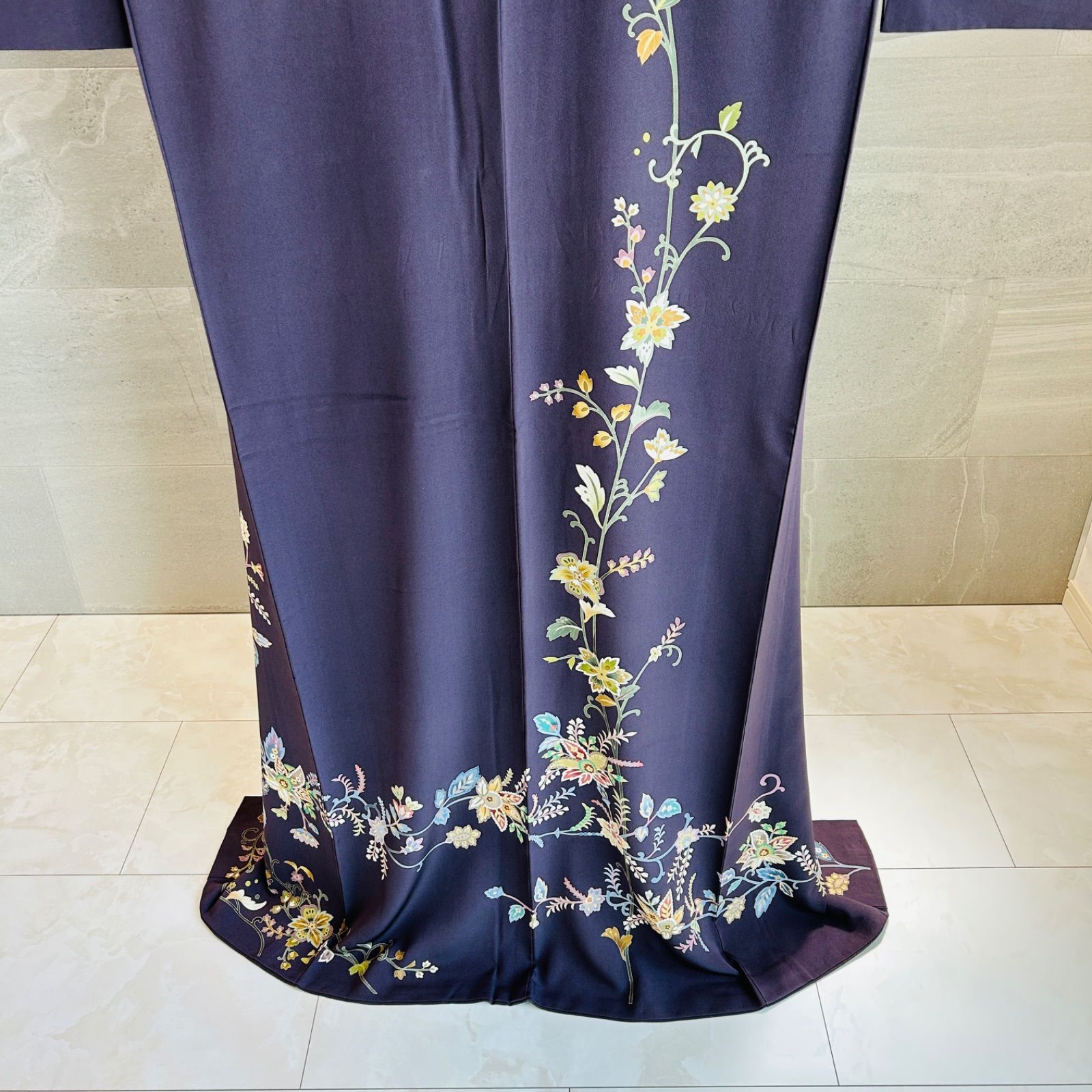 正絹 紫 落款有 訪問着 藤丹 着物 KKVMI25 訪問 着 藤 色