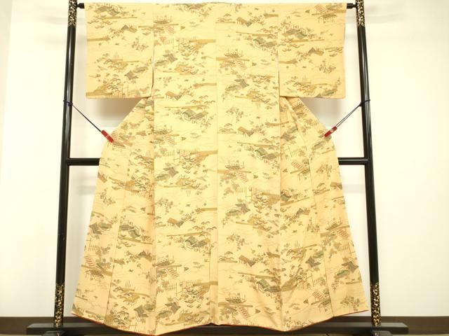 平和屋着物▽上質な小紋　単衣　格子　正絹　逸品　DAAT9876az 平和屋着物▽上質な小紋 単衣 格子 正絹 逸品 DAAT9876az