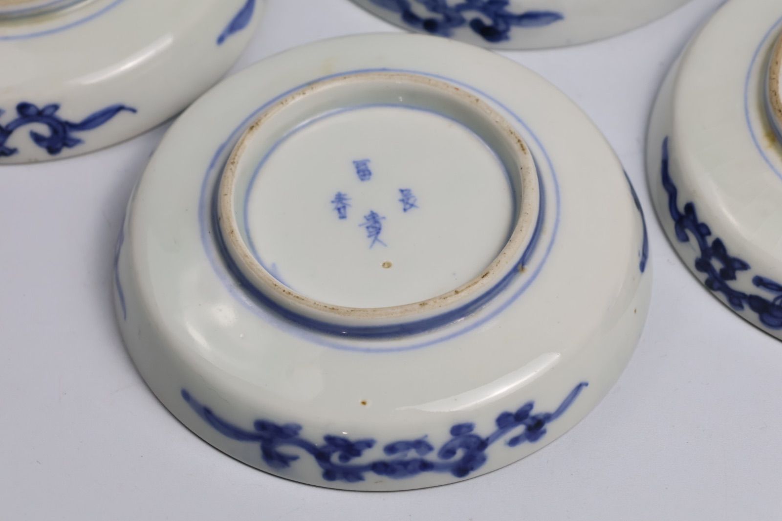 827 色絵 花 鶴 古伊万里 伊万里焼 骨董 アンティーク 小皿 5客セット