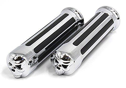 【特価セール】クローム 25mm ドクロ グリップ ハンドル バイク Szmsmy汎用