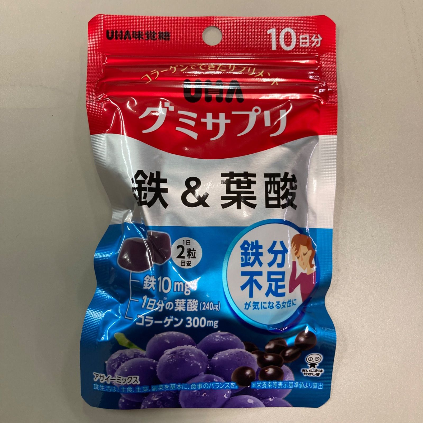 UHA味覚糖 おいしく続けるグミ習慣 鉄&葉酸 10日分 6袋セット