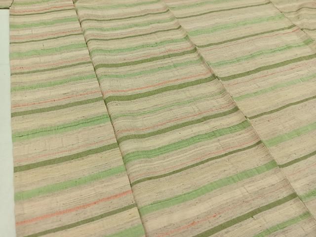 平和屋着物▽上質な紬　単衣　横段文　正絹　逸品　AABA9145jh 平和屋着物▽上質な紬 単衣 横段文 正絹 逸品 AABA9145jhの通販 by