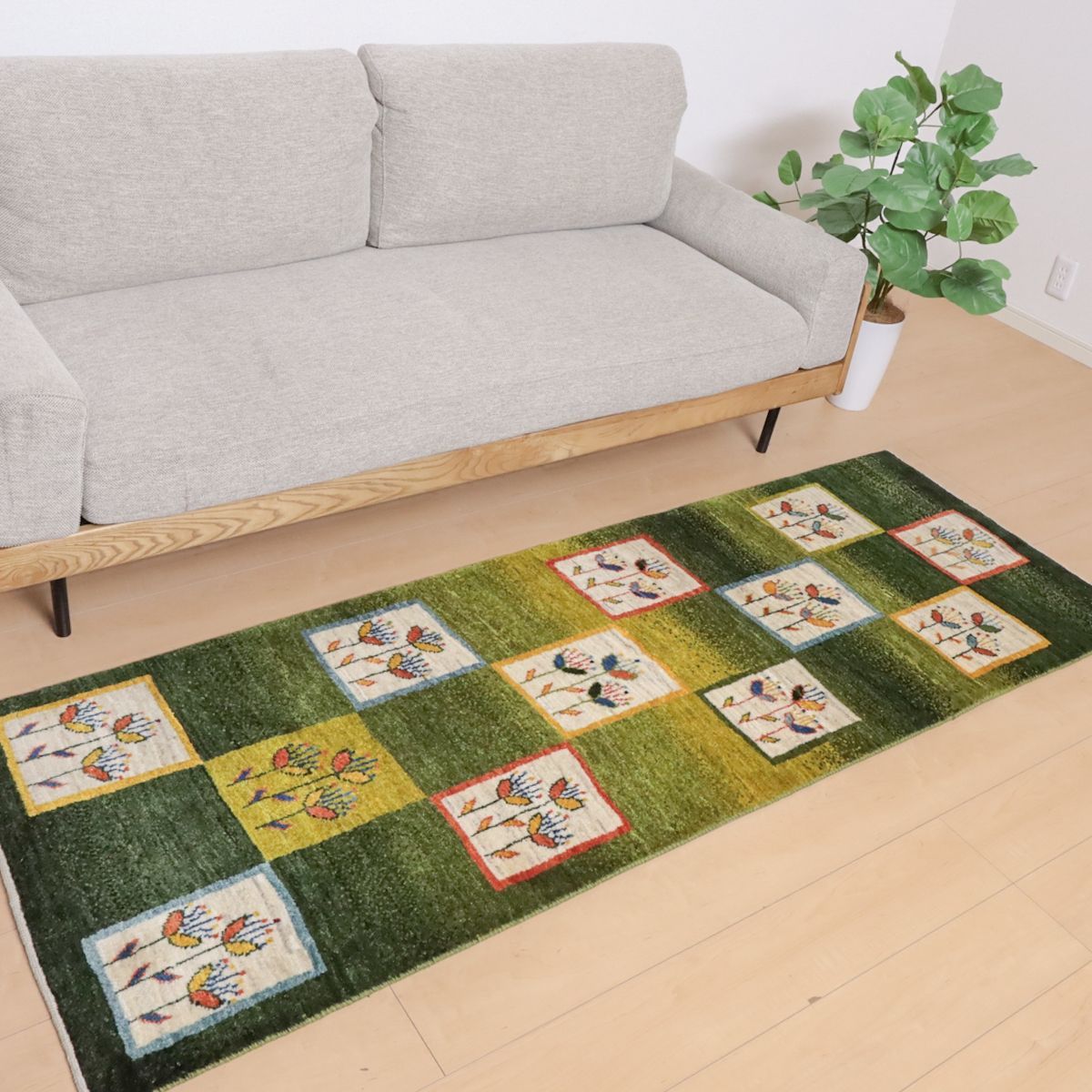 ギャッベ イラン産本物 草木染 手織り ウール ふかふかカシュガイの