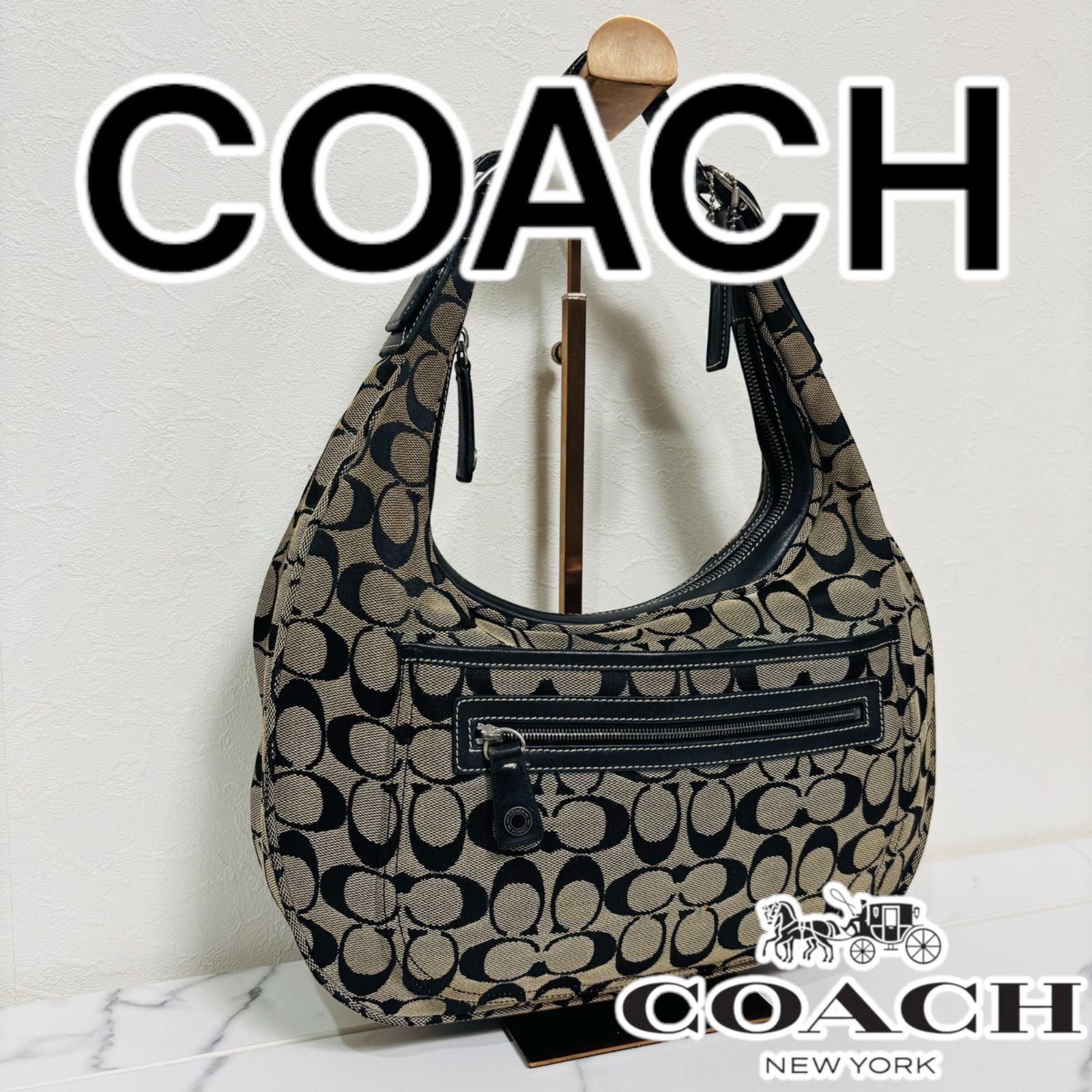 美品 COACH ワンショルダー アクセサリーポーチ ハンドバッグ レザー 