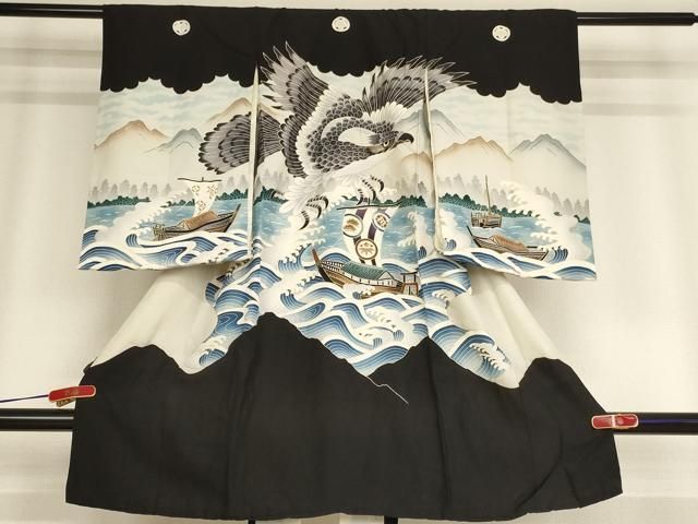 豊富な，大人気 平和屋着物[]お宮参り　男の子　祝着　産着　初着　のしめ　鷹風景文　金彩　正絹　逸品　AABA1223ja 着物・着物ドレス