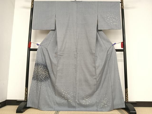 平和屋着物○訪問着 紬地 駒刺繍 丸文 正絹 逸品 AAAU0285np - メルカリ