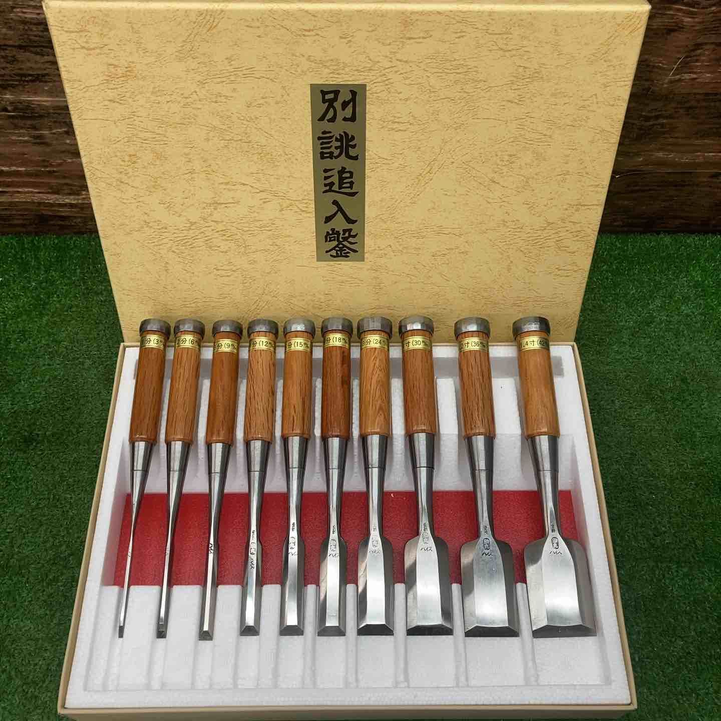未使用/決算SALE】鑿 のみ ノミ ハイス鋼 助丸 10本組 追入鑿 未使用/決算SALE】鑿 のみ ノミ ハイス鋼 助丸 10本組 追入鑿