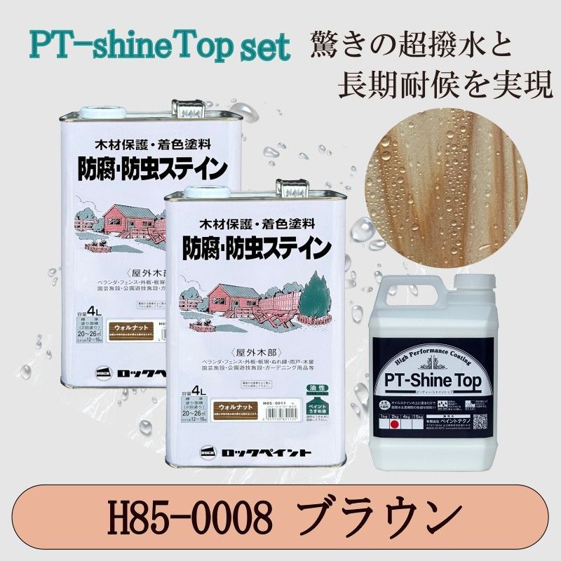 ナフタデコールブラウンと PT-Shine Topのお得なセット4Lx2＋2kg