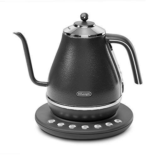 1 グレー_2 温度調整あり_1 ケトル単品 De Longhi デロンギ 電気カフェケトル アイコナ KBOE1230J-GY 温度調整機能付き ステンレス ハンドドリップ 1.0L ワンプッシュ5段階温度設定 20分保温機能 正確な注ぎ心地 見やすい水