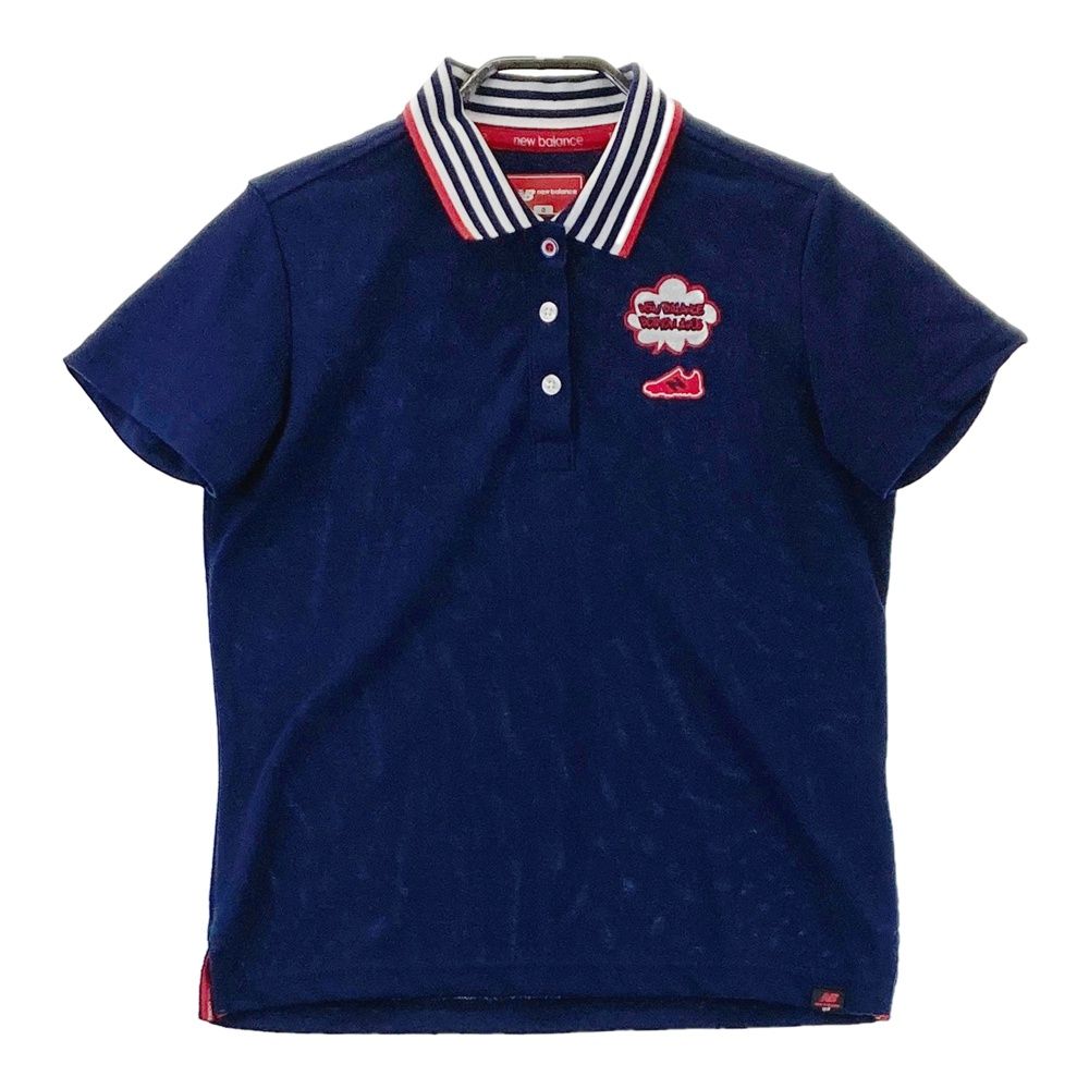 サイズ：1 NEW BALANCE GOLF ニューバランス  半袖ポロ オールインワン シアサッカー ストライプ柄 ネイビー系 [240101410175] ゴルフウェア レディース ストスト サイズ：0 NEW BALANCE GOLF ニューバランス 半袖 ポロシャツ