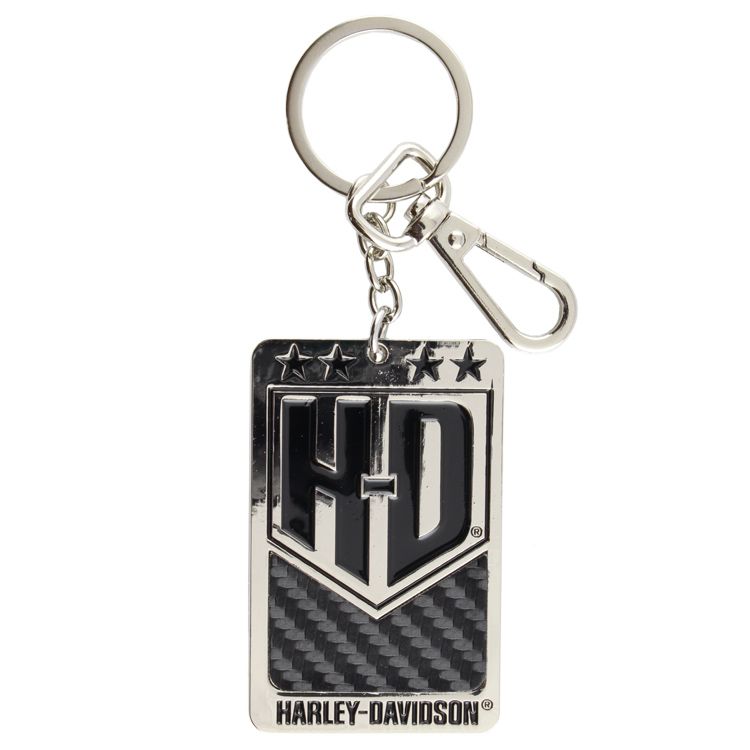 【ゆうパケット発送】キーホルダー HARLEY-DAVIDSON ハーレーダビッドソン 2サイデッド アメリカーナ カーボンファイバー メタルキーチェーン #4540 縦11.7×横4cm 両面デザイン オフィシャルグッズ