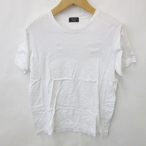 エポカ ウォモ EPOCA UOMO Tシャツ カットソー 半袖 丸首 刺繍 綿 白 