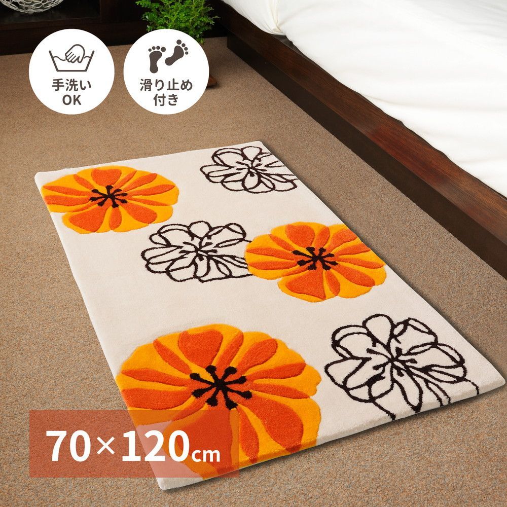 【レア】アーバンリゾート 花柄 ルームマット ラグ ギャル ブラック×パープル レア】アーバンリゾート 花柄 ルームマット ラグ ギャル