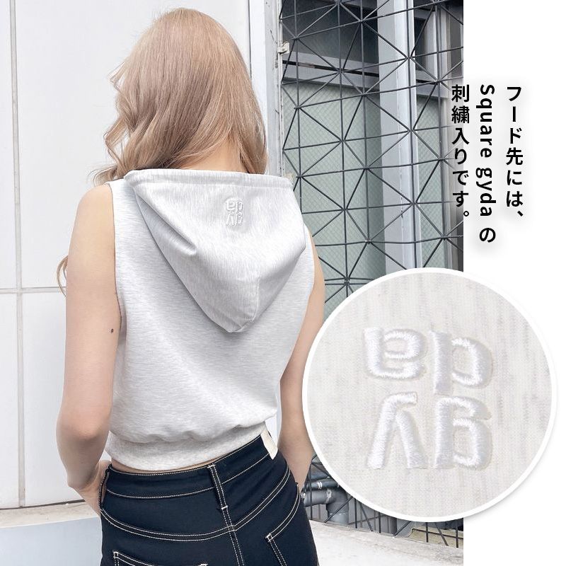 ★美品 GYDA ジェイダ グレー その他 FREE SIZE 即納】ハーフZIPノースリーブショートパーカー GYDA ジェイダ