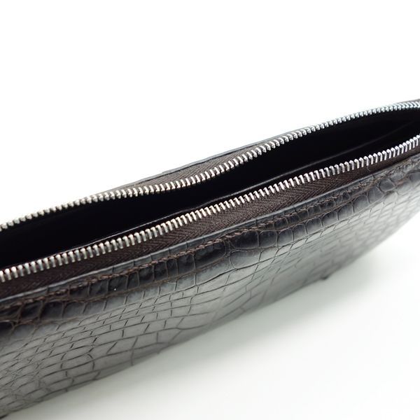 HERMES アザップロング □M刻印 アリゲーター マット ダークブラウン