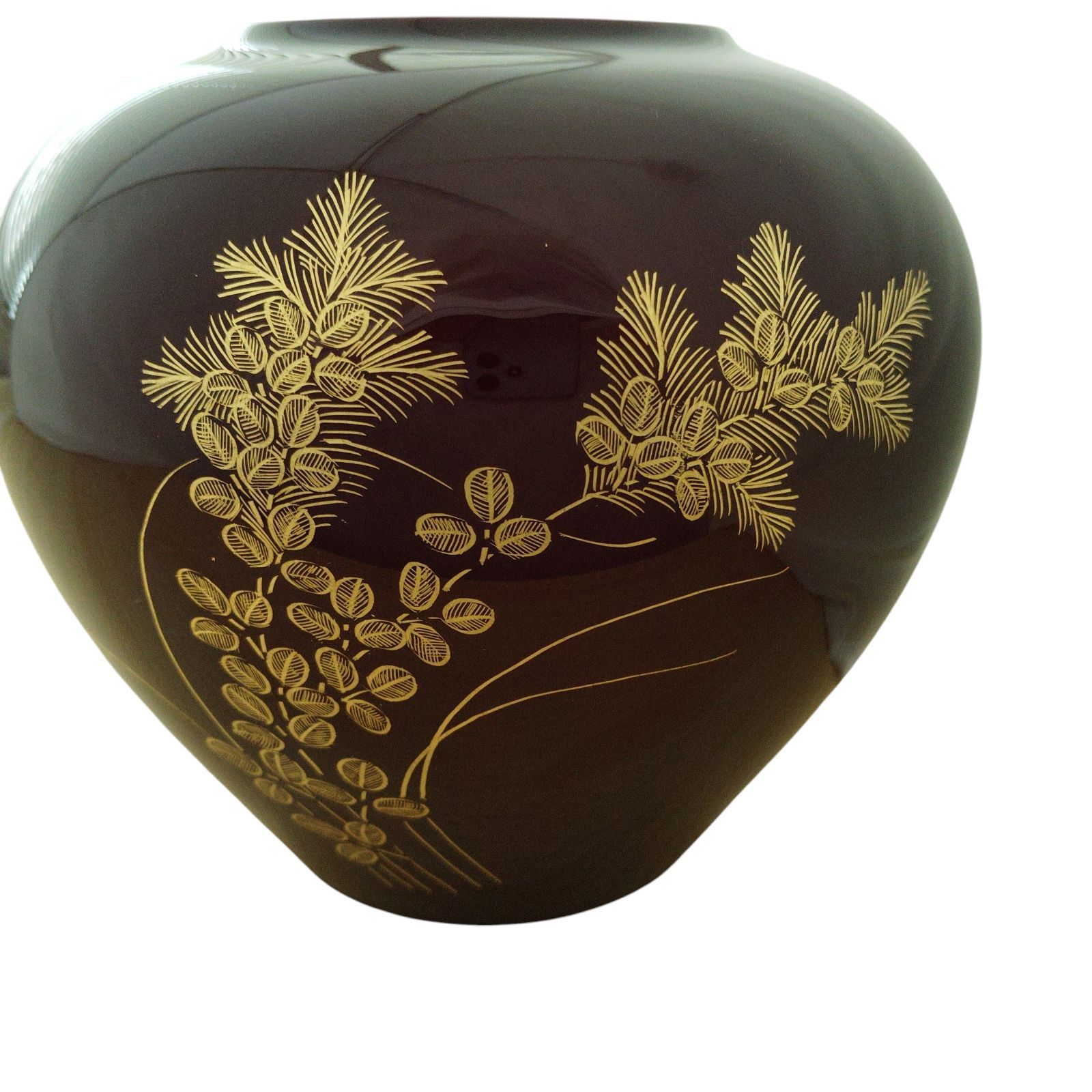 X10296 花瓶 東北工芸 漆器 玉虫塗 仙台 伝統工芸品 昭和 ブラウン 六寸