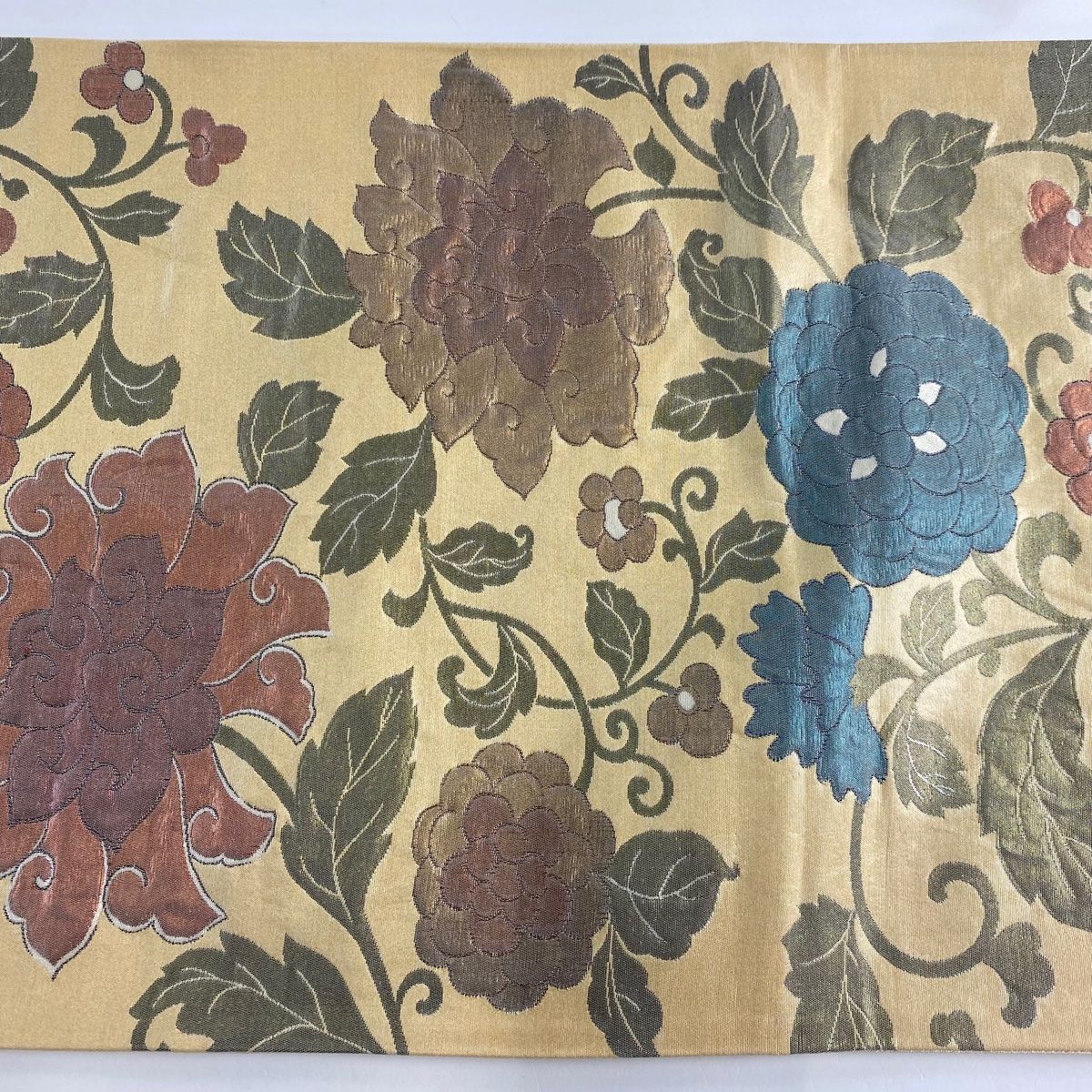 袋帯 美品 秀品 証紙 花唐草 箔 ベージュ 六通 正絹 【中古