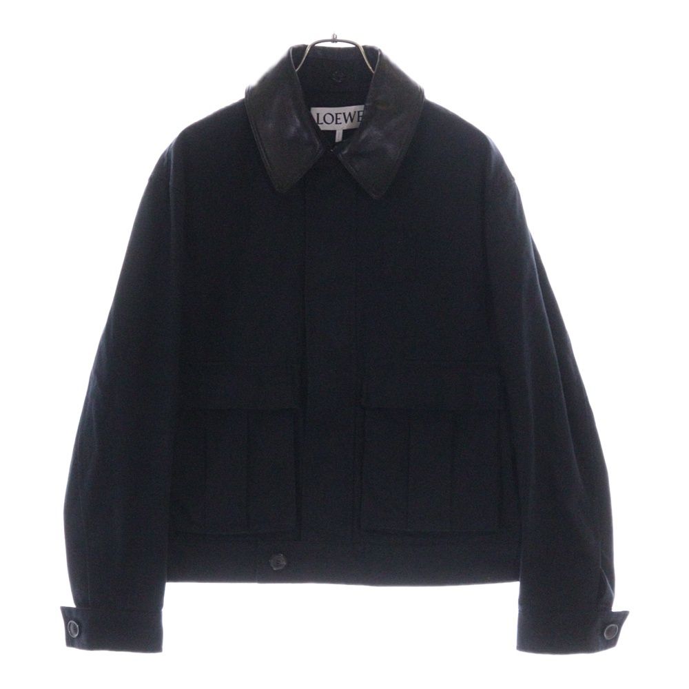 LOEWE (ロエベ) GABARDINE JACKET 襟レザー切り替え ジップアップ 