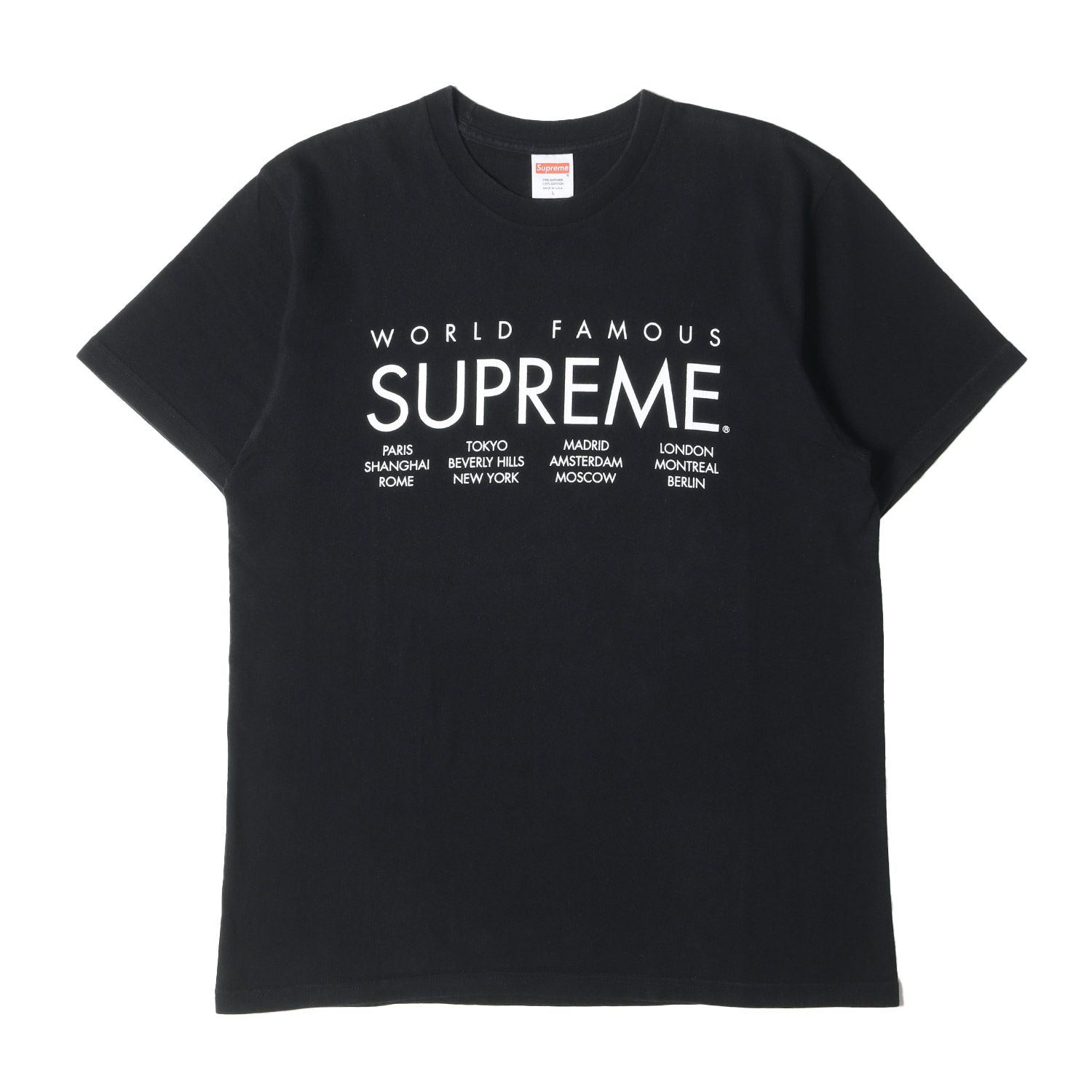 Supreme シュプリーム Tシャツ サイズ:L 15SS インターナショナルロゴ クルーネック Tシャツ International Tee ブラック 黒 トップス カットソー 半袖【メンズ】