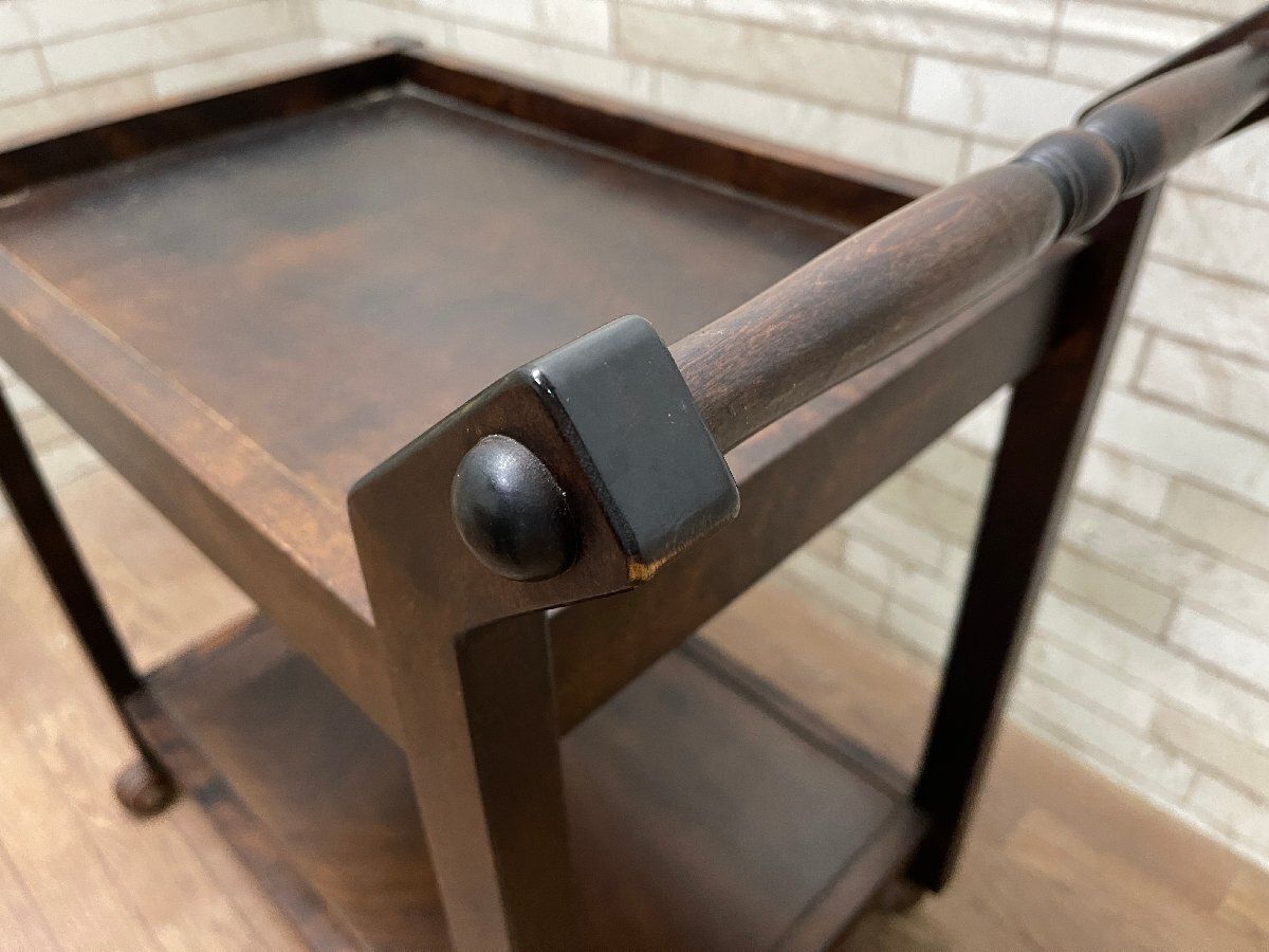 □民芸調 木製キッチンワゴン キャスターワゴン クラシック