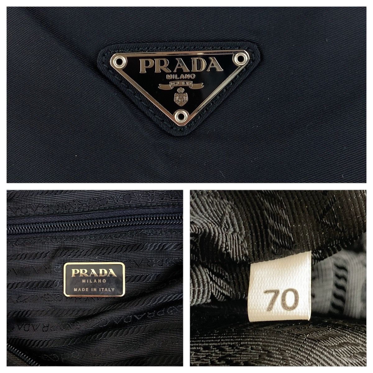 美品 PRADA プラダ テスート 三角ロゴプレート ブラック 黒