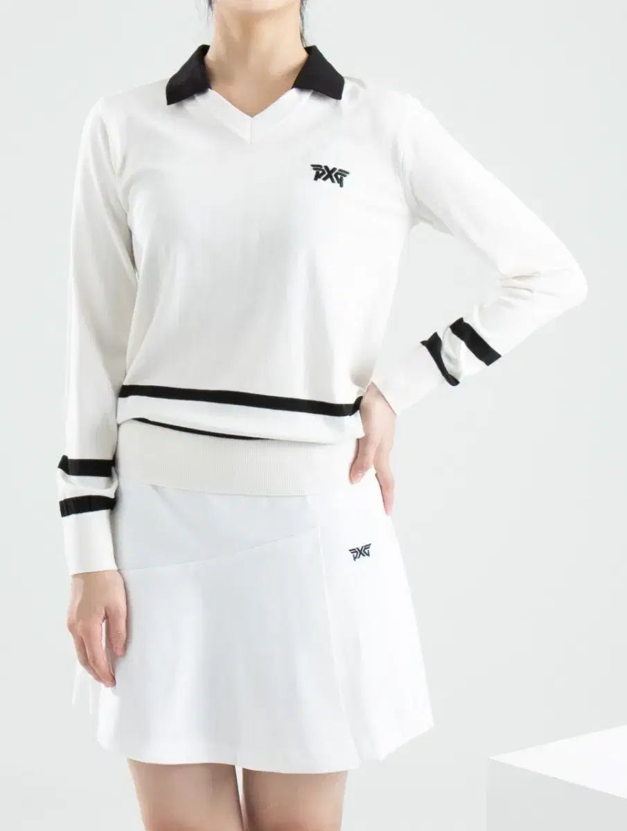 PXG ゴルフレディース バイカラー セーター ニット ポロシャツ 長袖 新品PXG ゴルフレディース バイカラー セーター ニット ポロシャツ 長袖