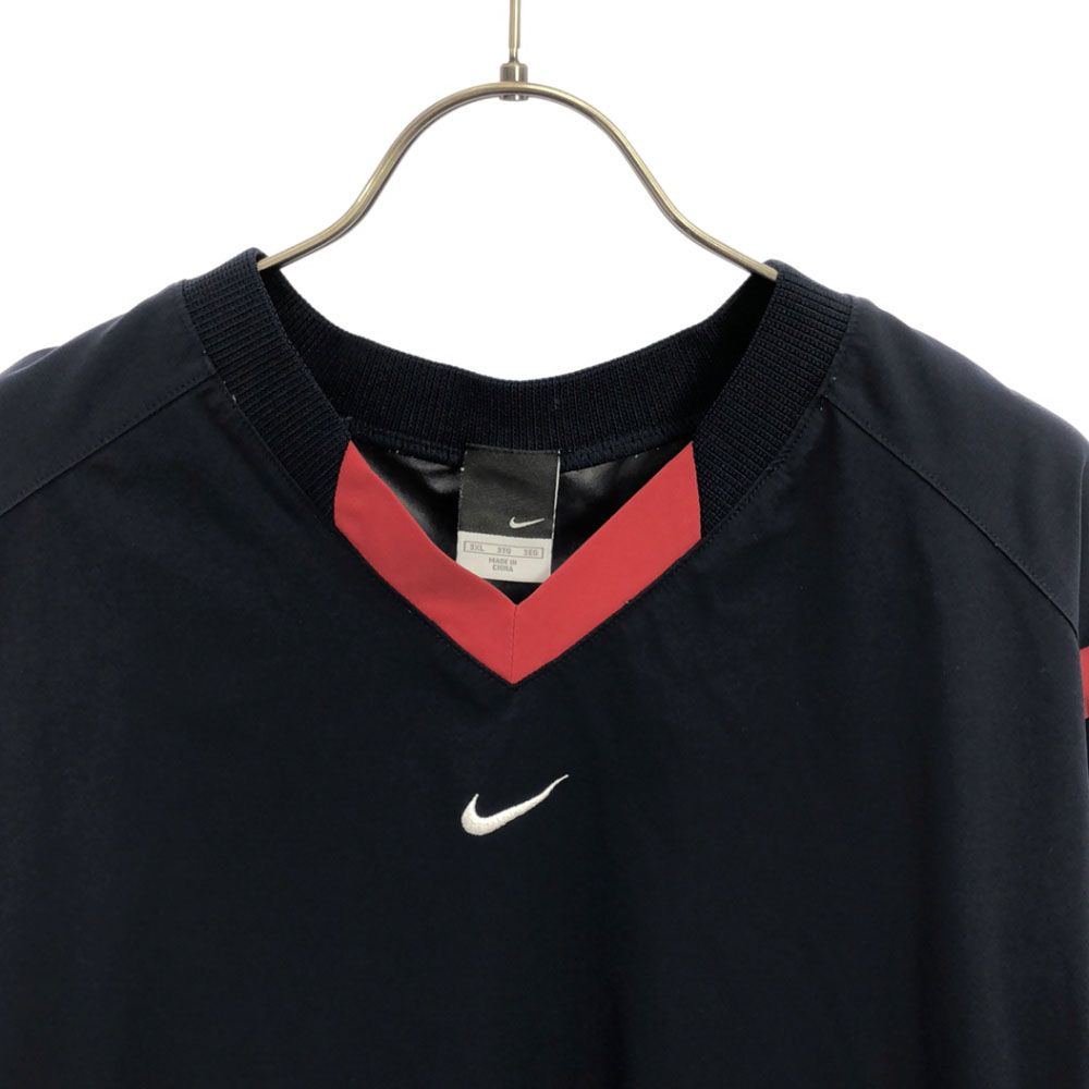 Nike ネイビー 長袖 Vネック ジャケット XL ナイキ ロゴ刺繍 野球 長袖 Vネック プルオーバー スニード