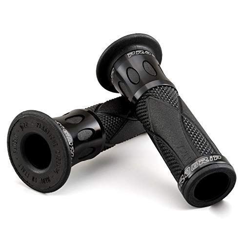 ブラック/ブラック デイトナ(Daytona) PROGRIP(プログリップ) バイク用 グリップ ハンドル径φ22.2用 122mm スタンダードラバー エンド貫通 728タイプ アルミリング ブラック 98091