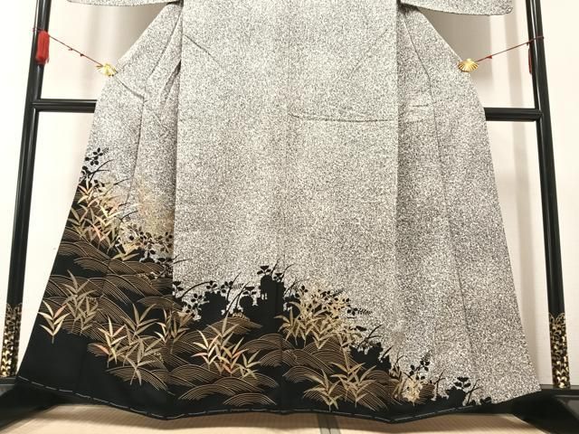 平和屋着物□訪問着 立波笹文 たたき染め 金彩 正絹 逸品 AAAK5494Bph