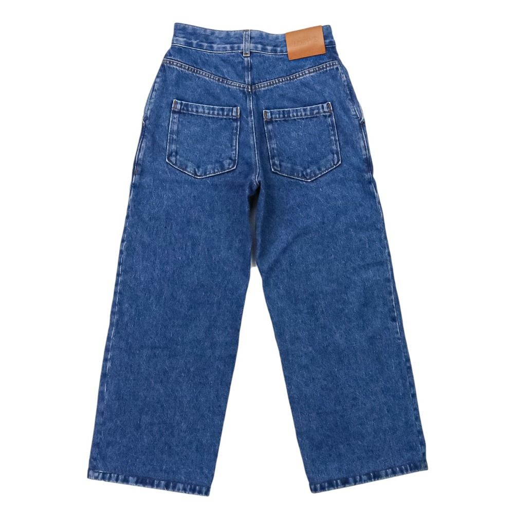 確実正規　LOEWE 刺繍デニムパンツ LOEWE☆アナグラム ロゴ刺繍 ワイドレッグ ジーンズ (LOEWE