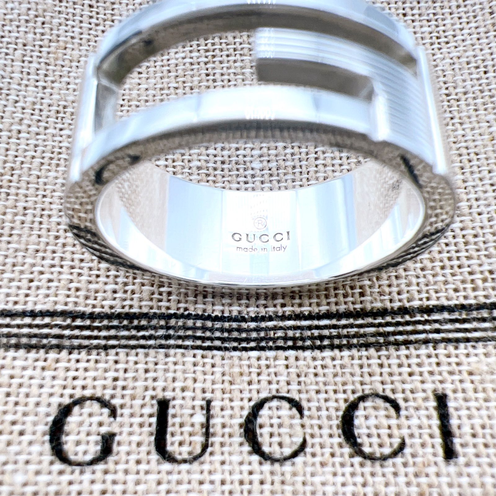 極美品✨GUCCIグッチリング指輪15号Gリングロゴオープンシルバー
