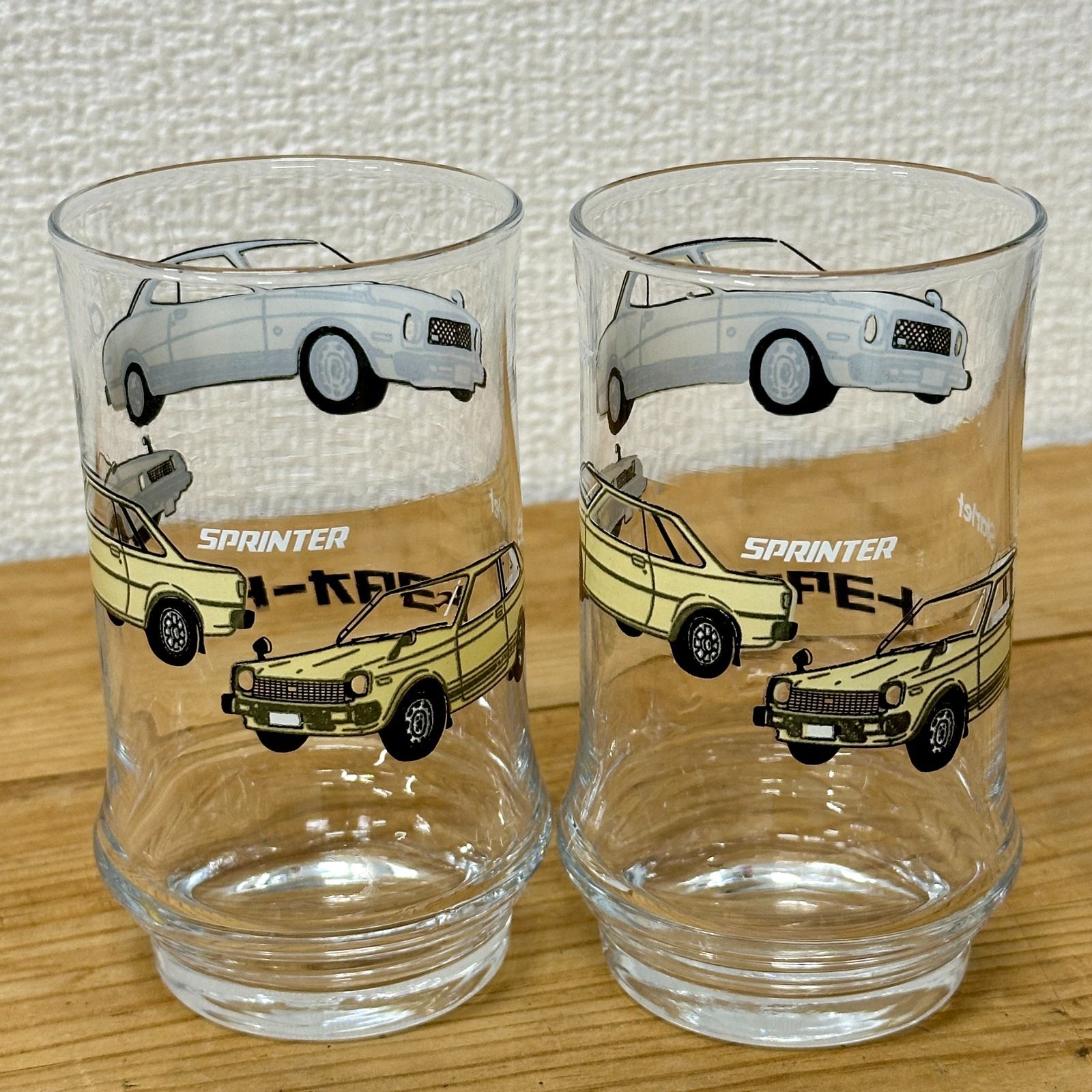 トヨタオート ガラスコップ 2客セット！SPRINTER  Chaser Stalet　当時物