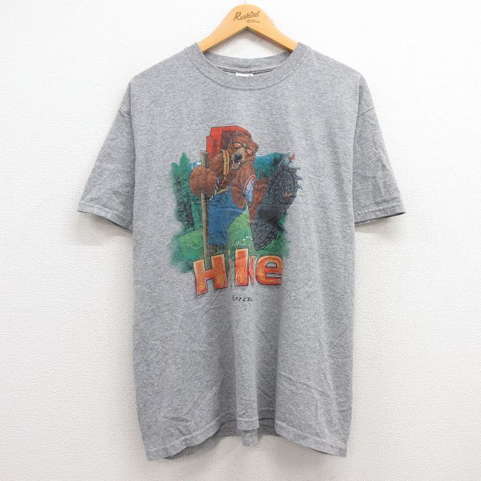 XL/古着 半袖 ビンテージ Tシャツ メンズ 00s クマ Hike クルーネック グレー 霜降り 24apr04 中古