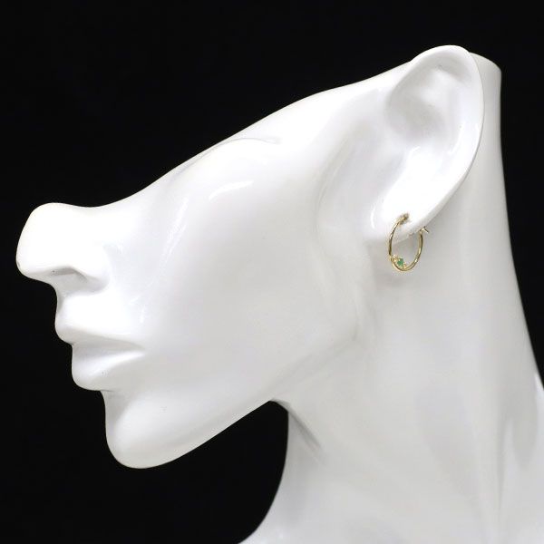 K18YG エメラルド ホワイトトパーズ ピアス フープ - メルカリ 