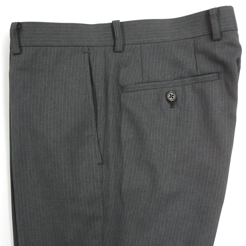 【数量限定】[シトラスヒルズ] 裾上げ済ピンストライプノータックスラックス (ウエスト94（股下73） グレー)