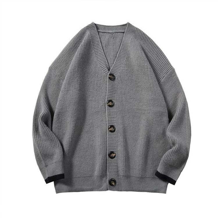 【未使用】HAUNT ハウント Vネック カーディガン 長袖 グレー 38 Vネック カーディガン 綿100％ 無地 S M L XL XXL ニット カーデ