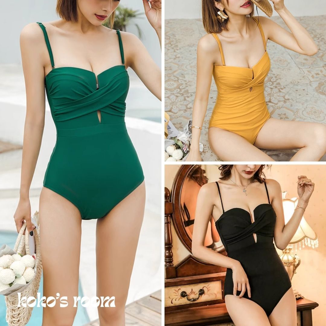 3Collar ツイストデザイン ワンピース 水着