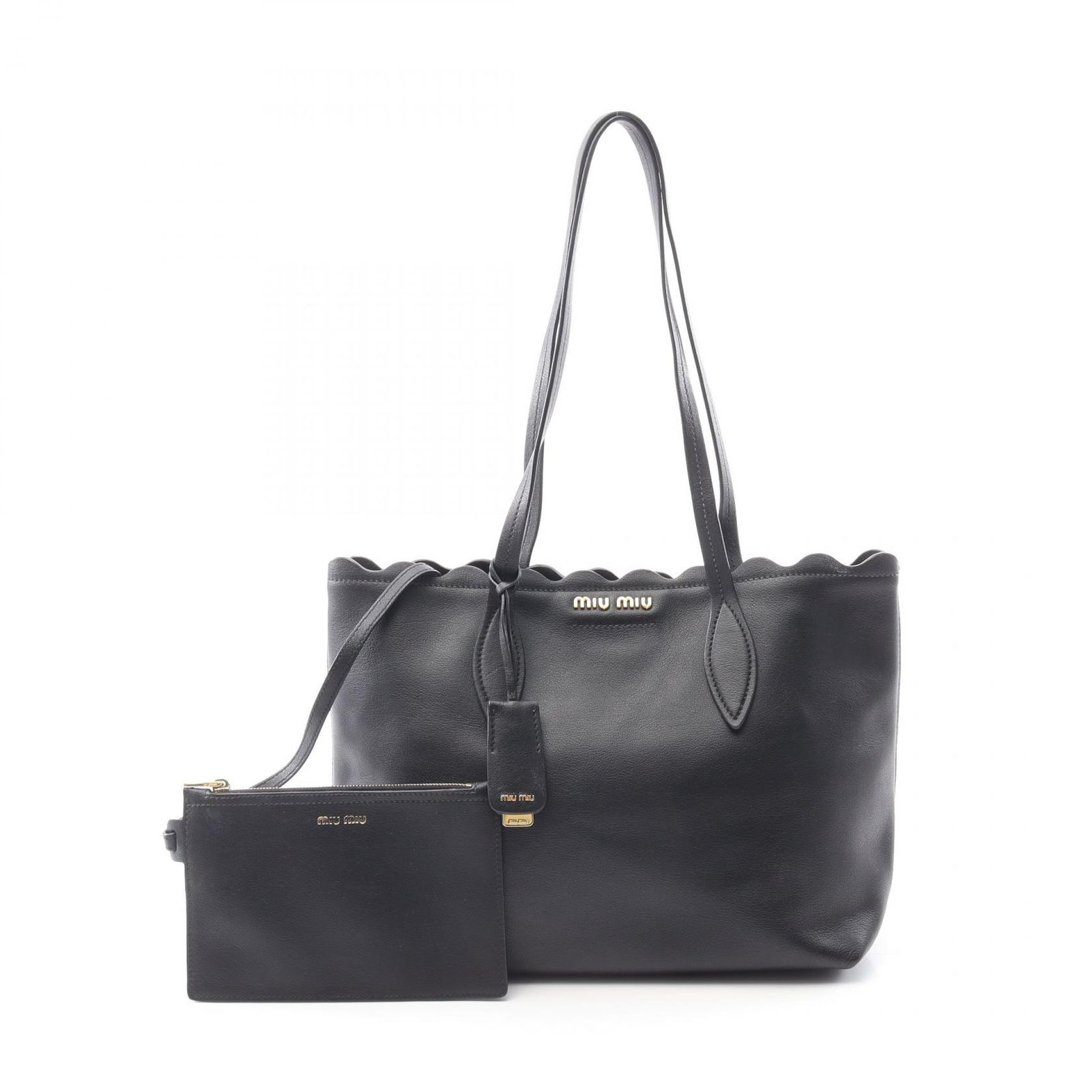 ミュウ ミュウ Miu Miu トートバッグ ブラック レザー トート