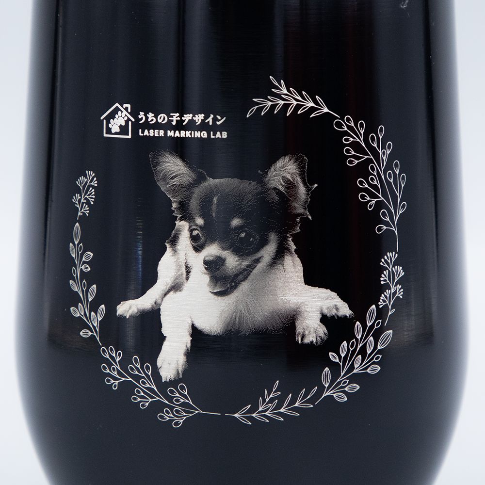チワワ柄】オリジナル彫刻ラウンドタンブラー🐶✨黒青2本セット